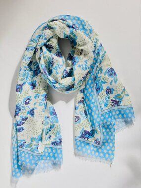 Anthropologie Terrain Print Border Floral Scarf